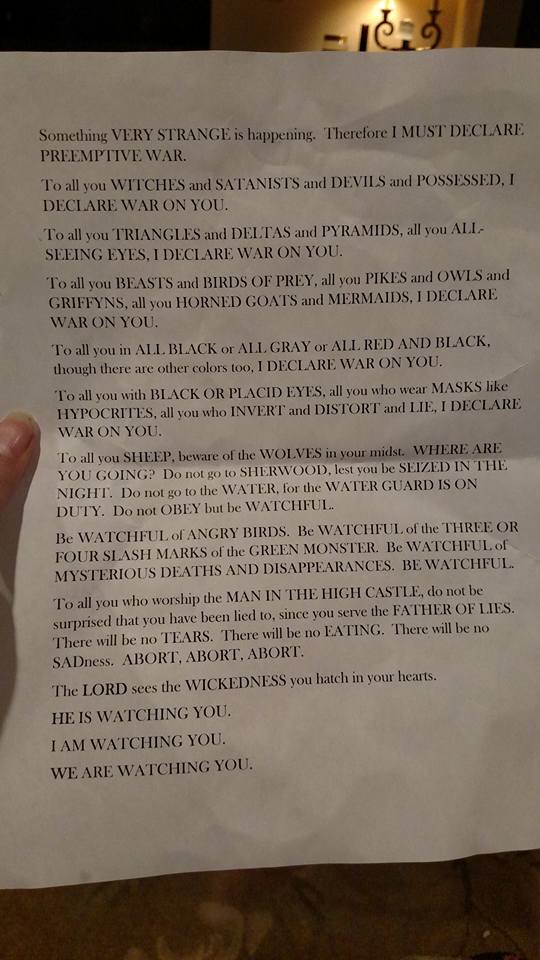 The letter handed out on the bus | Photo: Katelyn Sweigart
